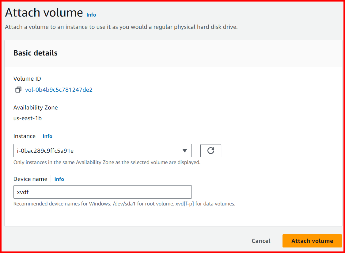 Picture showing a popup window to select the EC2 instance